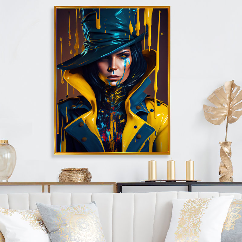 «Femelle Criminel Mastermind», impression sur toile, H 20 po x l 12 po x P 1 po, Toile avec cadre flottant or