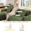 Canapé deux places vert en chenille, silhouette incurvée et assise moelleuse-708632002