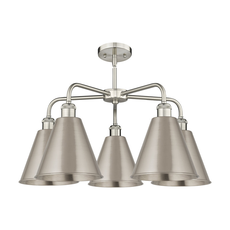 Lustre en cône à 5 lumières Allare Cone, Nickel satiné