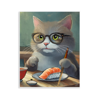 Chat, manger des sushis, art mural par Elizabeth Medley