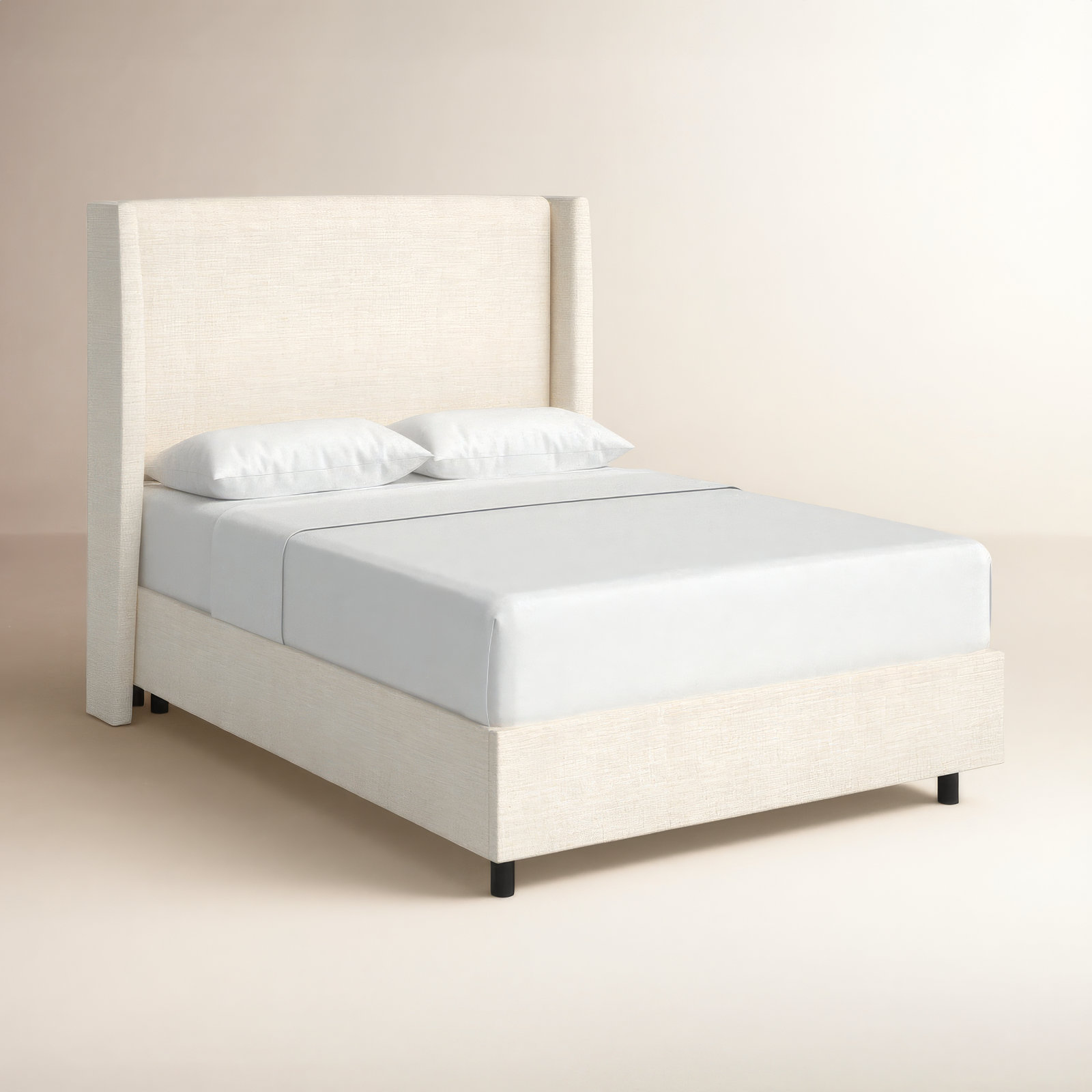 Tilly Linen Upholstered Wingback Bed, King, Classic Talc Linen