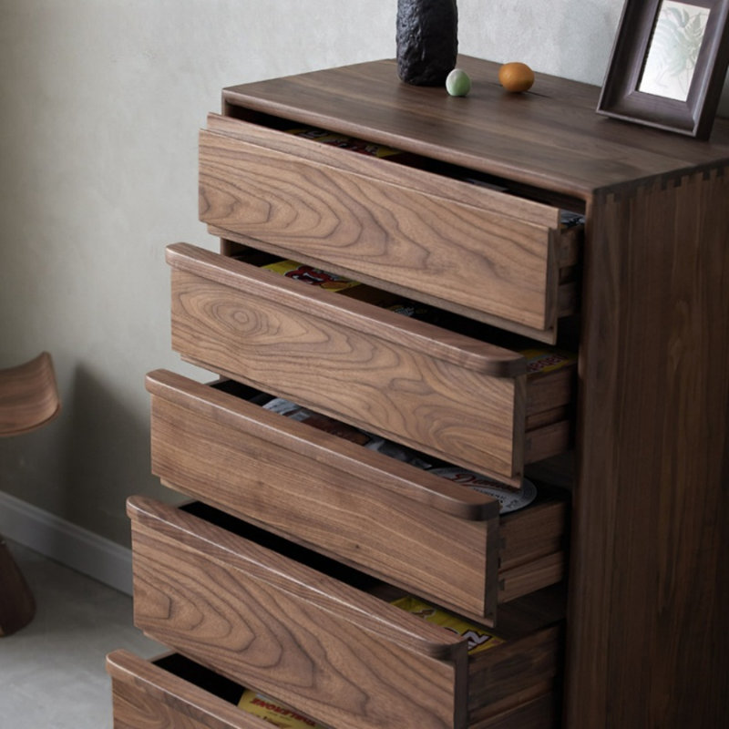Black Walnut Wood Storage Entry Cabinet Solid Wood Accent Chest