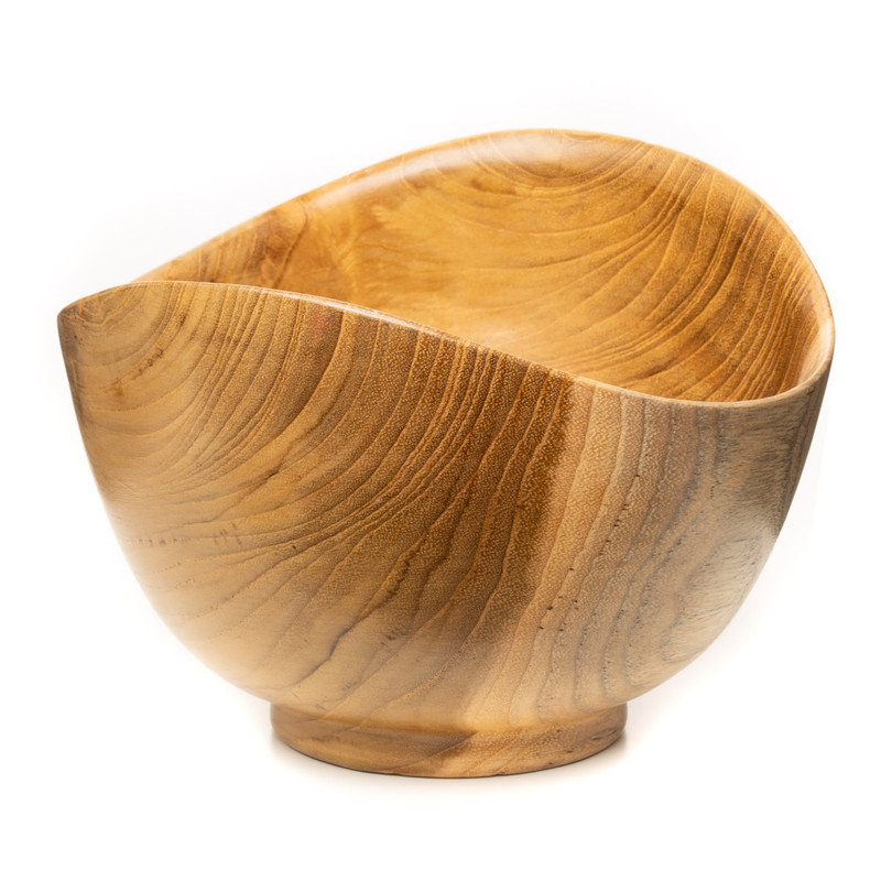 Wavy Menbachi Teak Wood Bowl - Small