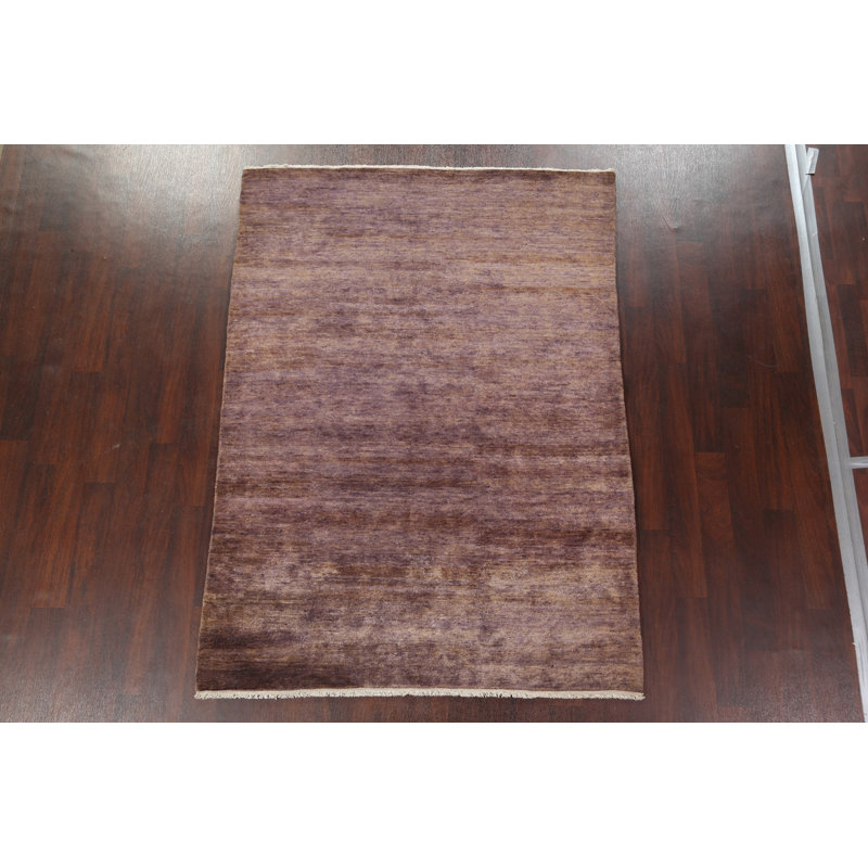 Tapis abstrait mauve intérieur / extérieur noué à la main 6 x 8