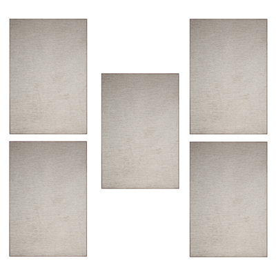 Solid Color Machine Made Tufted Polyester Area Rug in Beige Set