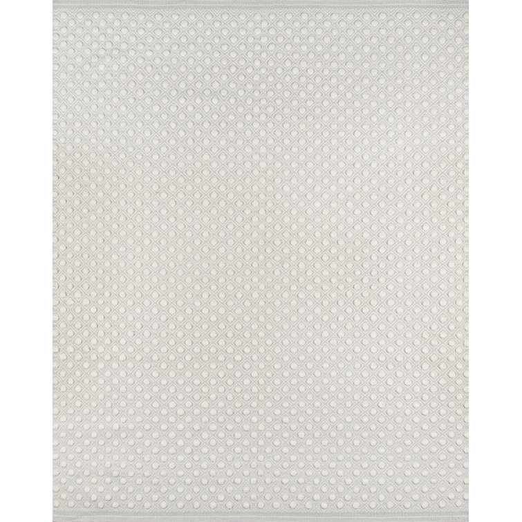 Tapis en laine gris à motif géométrique tissé à plat à la main Langdon