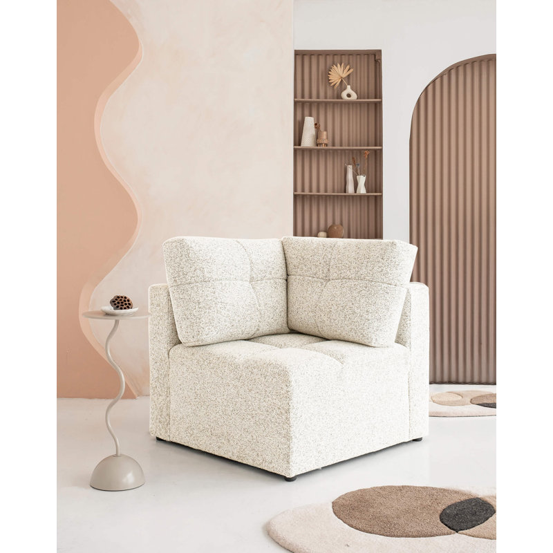 Lulu Upholstered Corner Chair, Beige