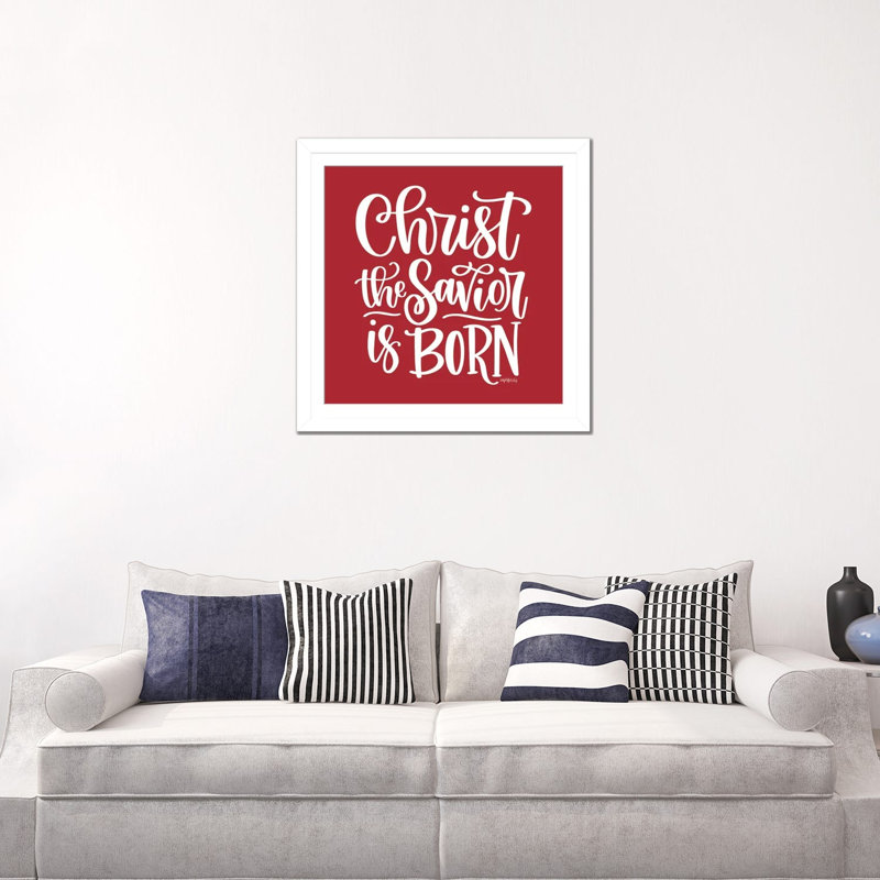 Christ le Sauveur est né - reproduction d'art murale - papier d'art encadré, H 24 po x l 24 po, Blanc