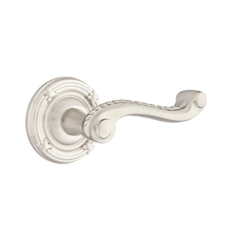 Levier de porte d'intimité (lit et bain) avec rosette, Nickel satiné, Droite