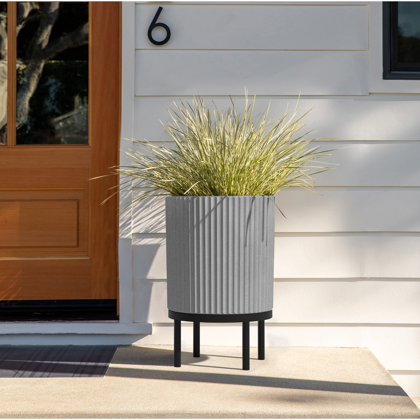Demi Pot Planter, 1, Gray/Black, 22" H x 14.75" W x 14.75" D