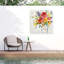 Décoration murale d'extérieur vase blanc avec fleurs lumineuses-1957719058