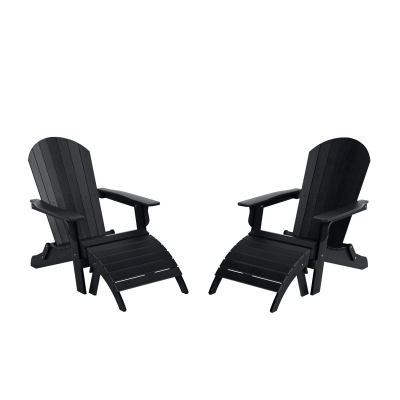 Arrlo Foldable Outdoor Adirondack Chair, Black