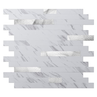 Silver Intersected Sqaure Metal Tile Peel and Stick for Kitchen