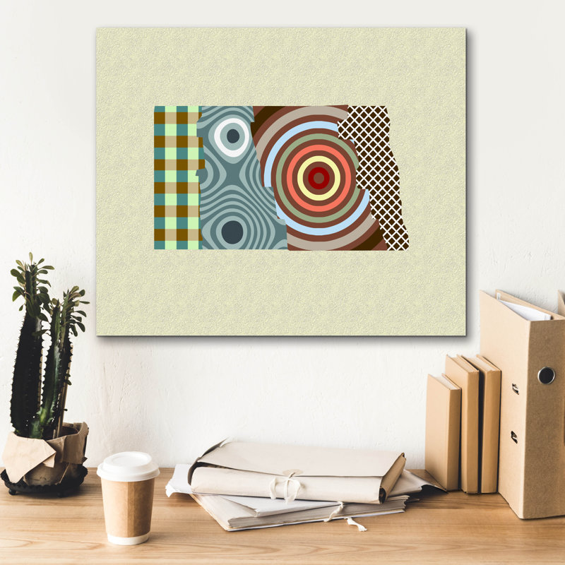 «North Dakota State Map» par Lanre Adefioye, art mural sur toile, H 20 po x l 24 po x P 0,75 po