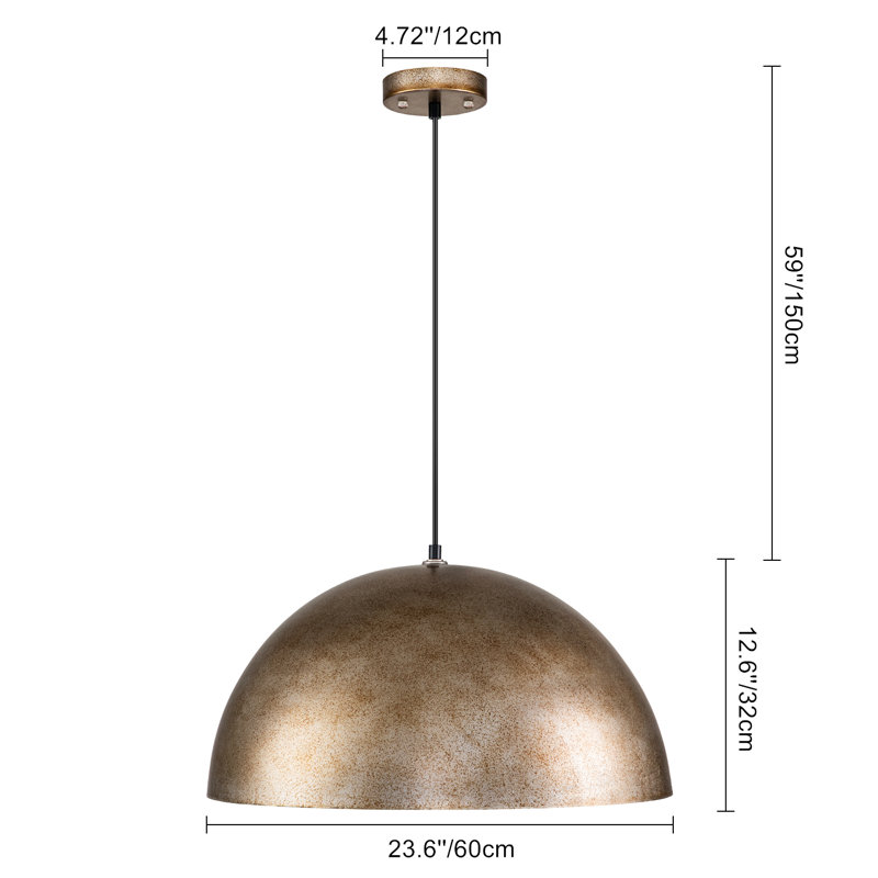 Lodi Mccarroll 1 - Light Silver Dome Pendant, 12.6" H x 23.6" W x 23.6" D