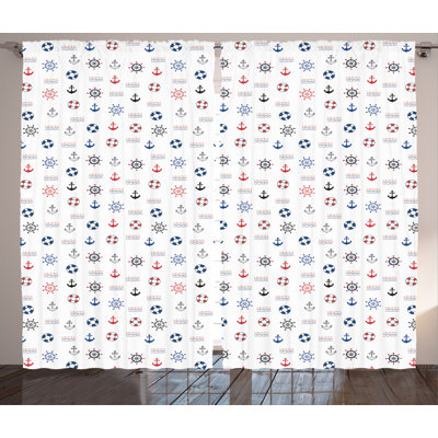 Earnestine Graphic Print Semi-Sheer Rod Pocket Curtain Panels