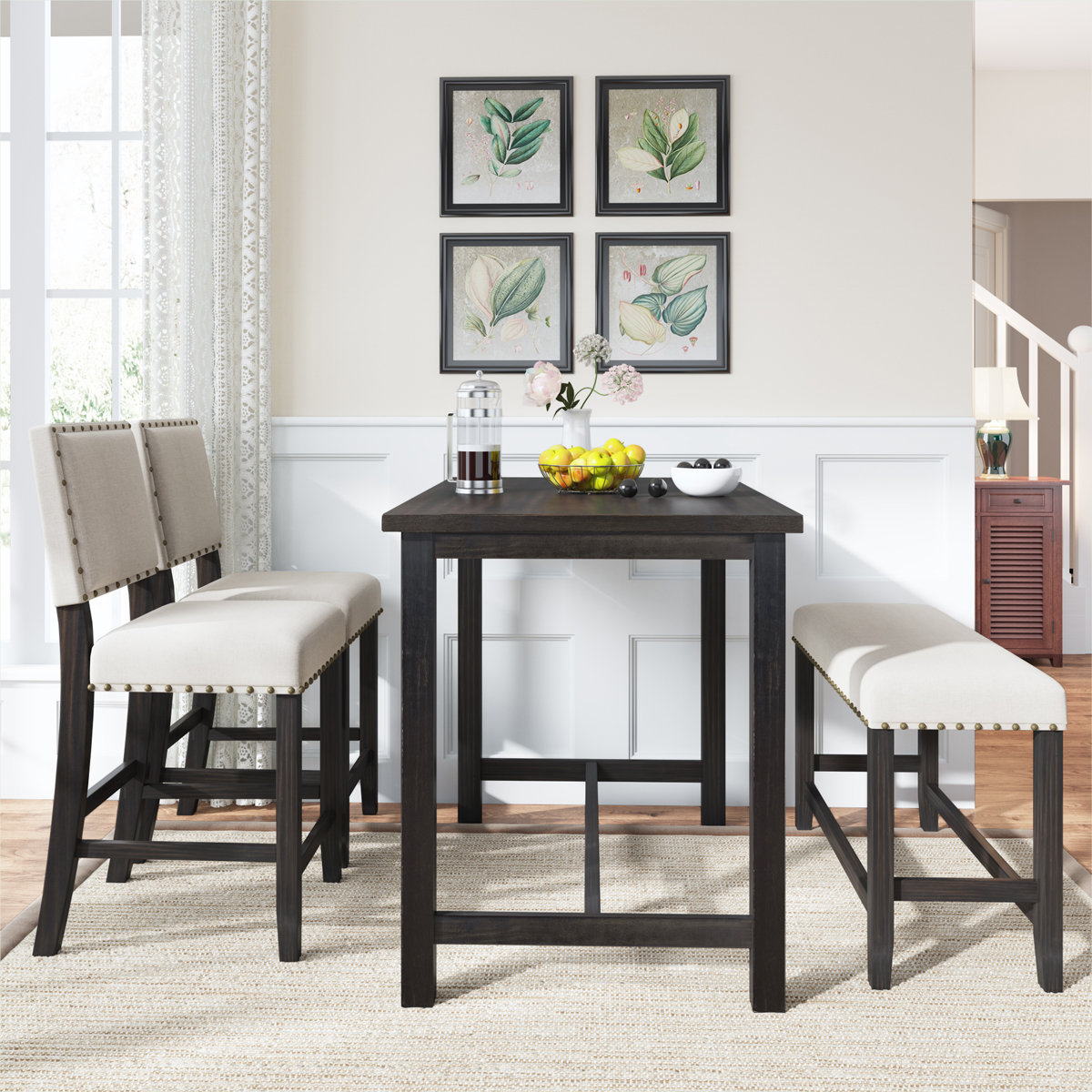 Kerley 4 piece discount solid wood dining set