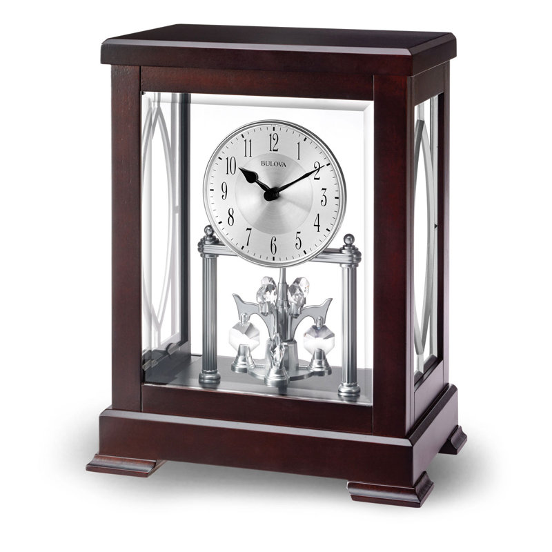 Glam Analog Solid Wood Quartz Movement / Crystal Tabletop Clock in Black