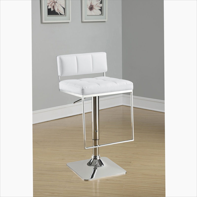 Chrome and White Adjustable Bar Stool