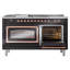Cuisinière ILVE Nostalgie II Série 60 po à double combustible avec 7 brûleurs scellés, plaque de cuisson, table française (gaz naturel, porte vitrée)-939345233-939345276