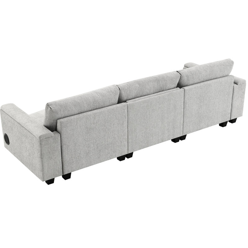 Chenille douce avec porte-gobelets, rangement pour accoudoirs, table abattante pour haut-parleurs et ports, espace de rangement caché pour les supports