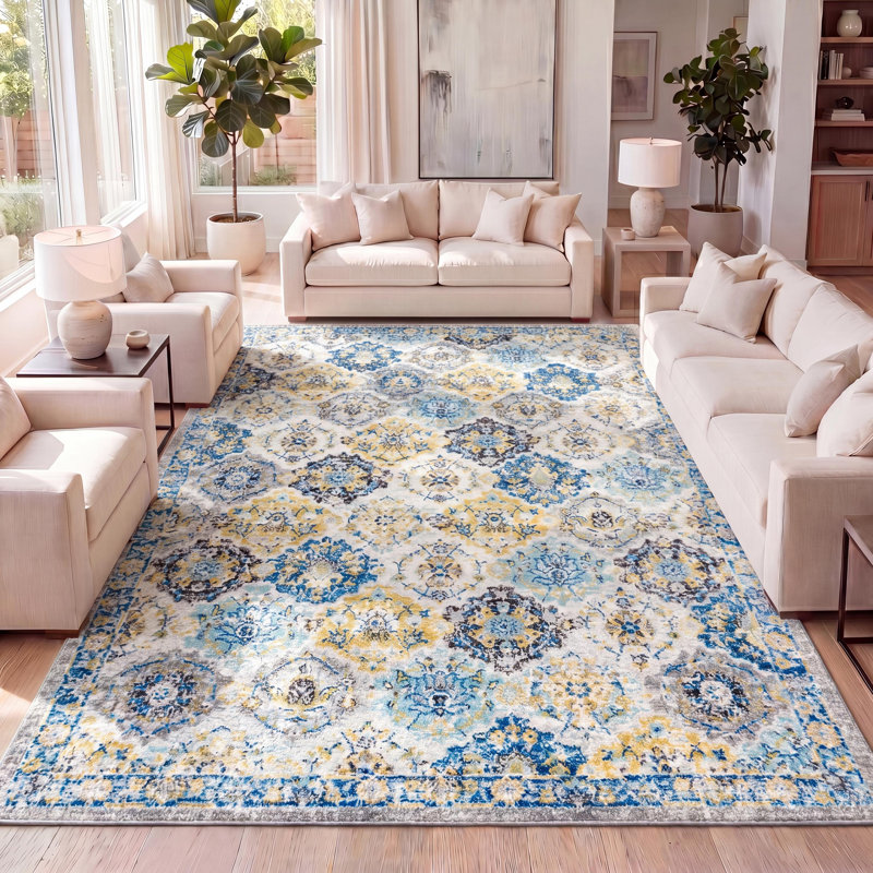 Tapis bleu / multicolore Latrell, Rectangulaire 3 pi x 5 pi