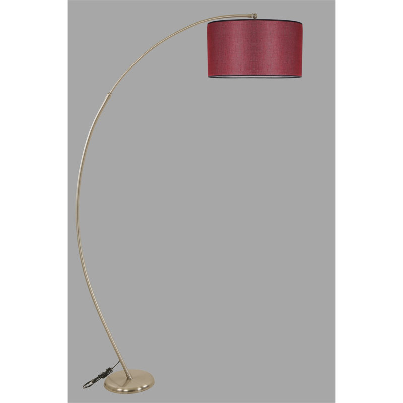 Emelia 185cm Arched Floor Lamp, Bronze, Claret Red