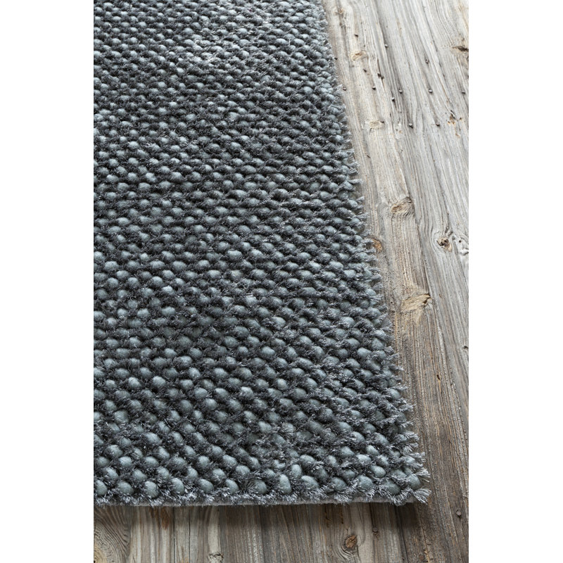 Tapis en laine à poils longs Lenz, Rectangle 7 pi 9 po x 10 pi 6 po, Blue