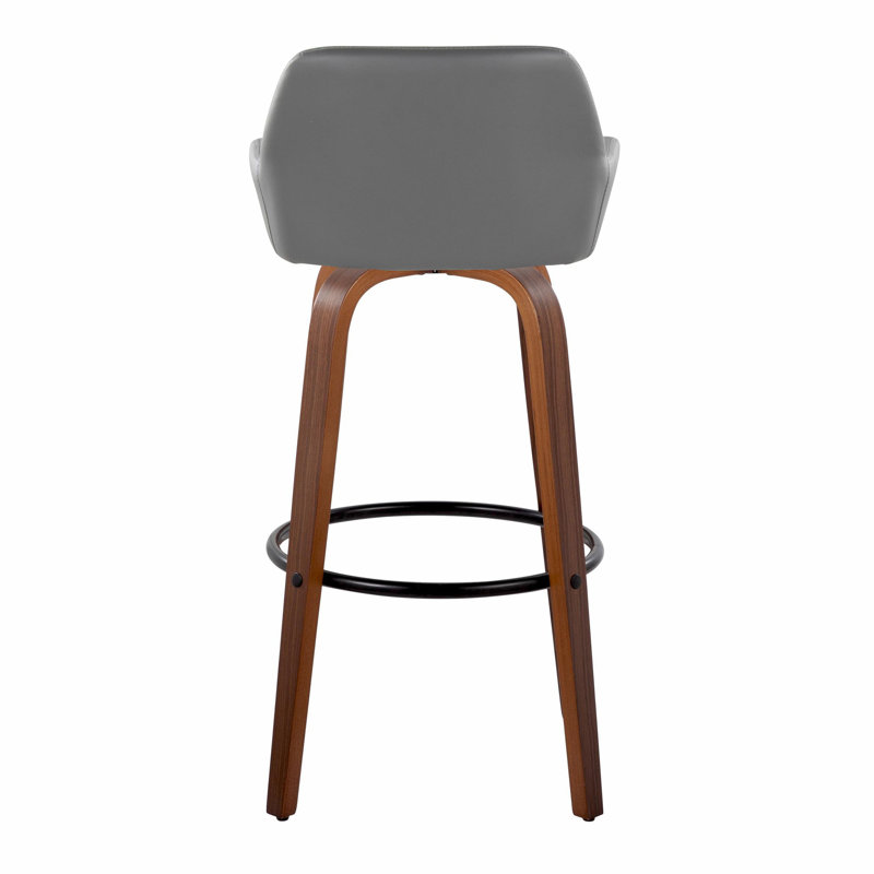 Contemporary Fixed-Height Barstool, Gray, Brown/Black