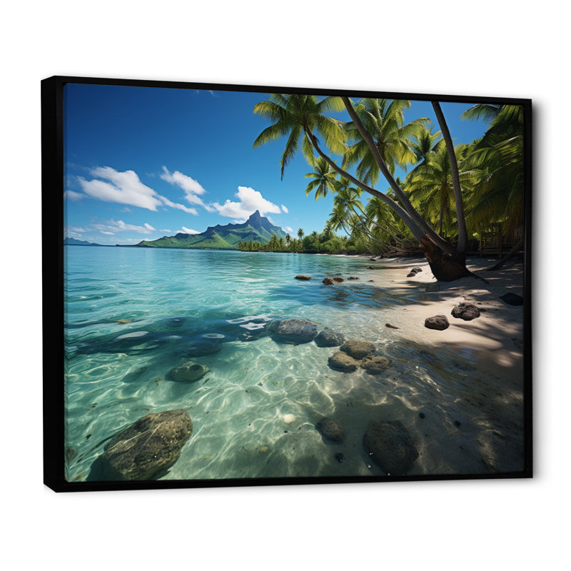 Ambor Bora Bora Beach IV - Imprimé, 16" H x 32" W, Cadre flottant noir