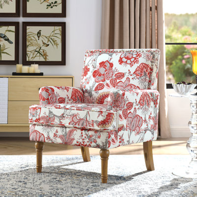 Accent Chair, Floral Armchair, Nailhead Trim, Red And White Decor, Solid Wood Legs, Farmhouse Furniture, Upholstered Slipper Chair, Side Chair