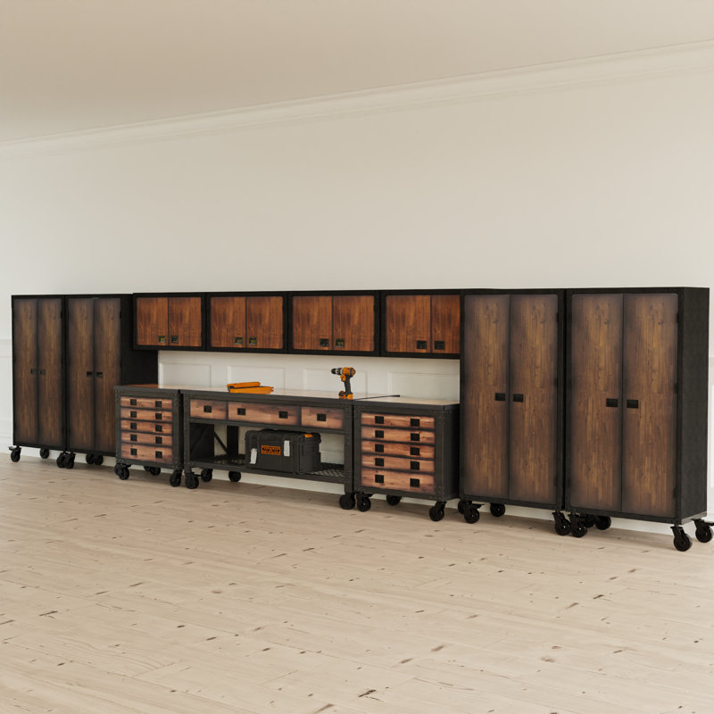11-Piece Industrial Garage Storage Set with 72 in. Workbench, 2 Tool Chests, 4 Wall Cabinets & 4 Freestanding Cabinets
