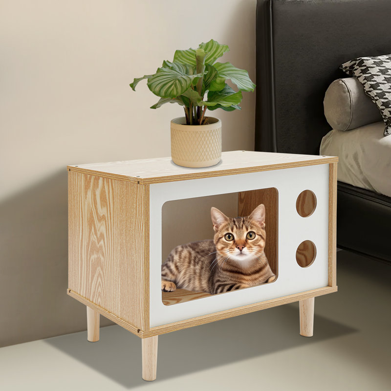 TV-Shaped Cat Bed, Beige
