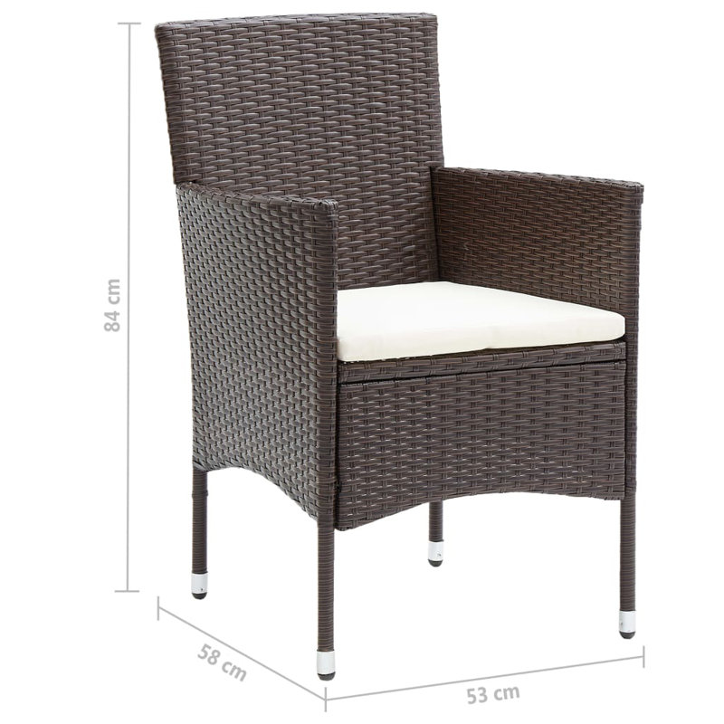 Vidaxl Garden - 1 table x 4 chaises x 4 coussins de siège - table rectangulaire