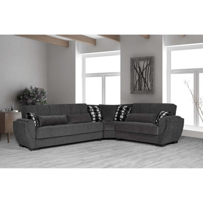 PrimeNest SkyHaven Collection Upholstered Convertible Sectional with Storage