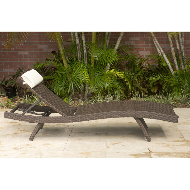 Alyisa Outdoor Chaise Lounge Set , Cushion Included, Brown Frame/Off-White Cushion