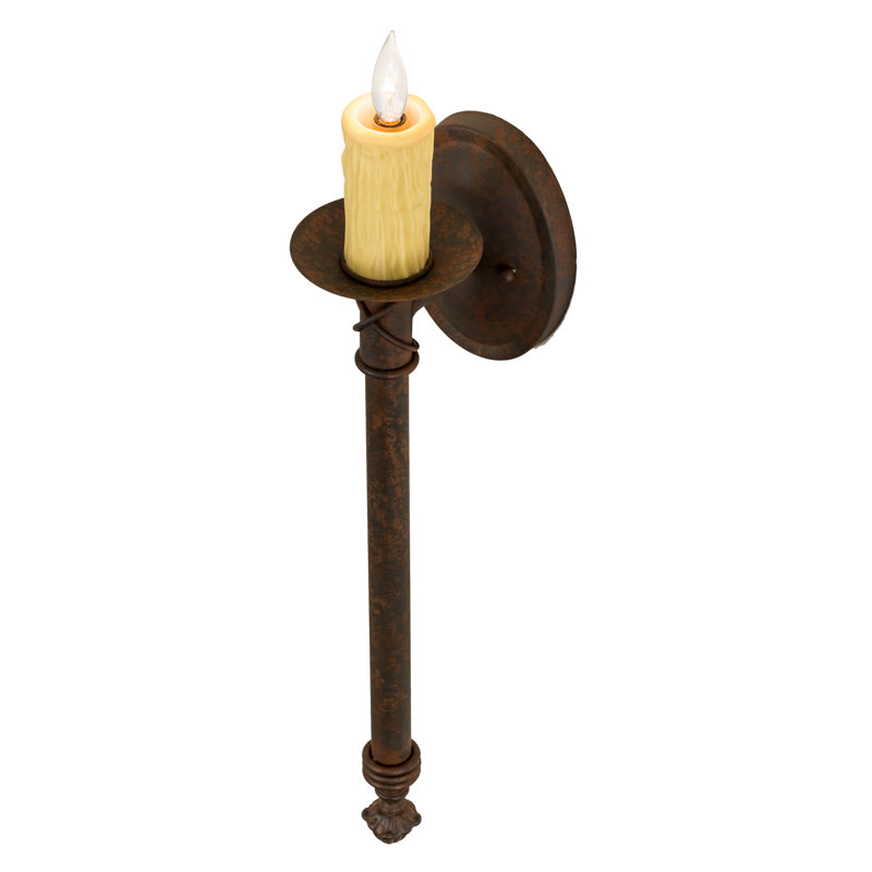 Rust Finish Steel Candle Wall Sconce
