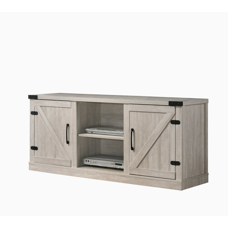 2 Door Accent Cabinet, Farmhouse Cabinet With 2 Open Shelves, Living Room Storage Cabinet