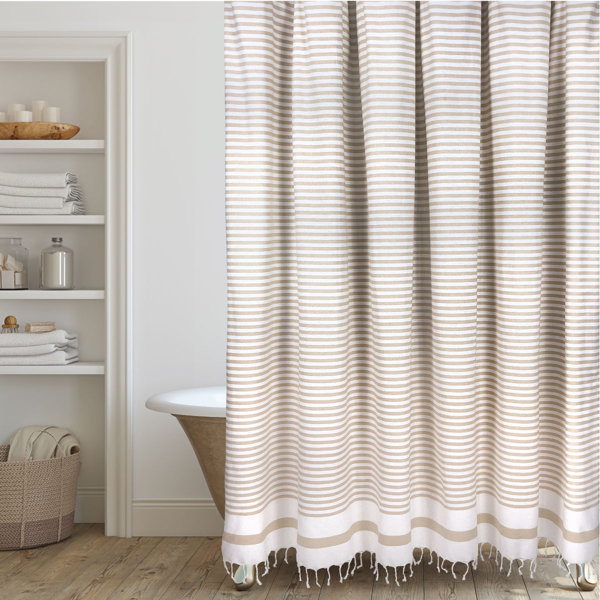 Highland Dunes Catalina 100% Cotton Striped Single Shower Curtain ...