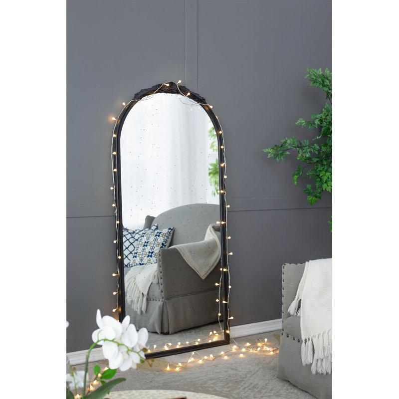 Cadre de miroir antique rose sculpté à la main 30 "x 65", Noir, noir, noir, noir
