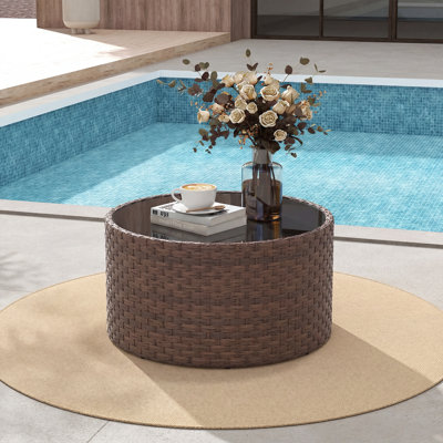 Gregory Wicker Glass-top Coffee Table