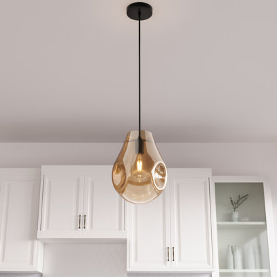 1-Light E26 Bulb Textured Glass Dimmable Adjustable Pendant Light Fixture