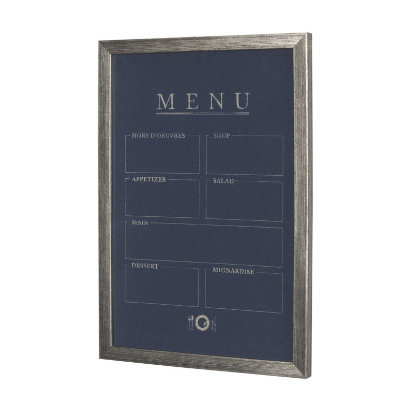 Imprimé texturé encadré à la main, menu II, 16.0L x 0.5W x 11.0H, Menu II, Gris