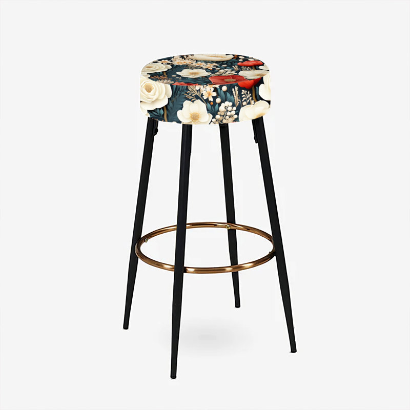 Rustic Enchanting White Floral Impression - Ensemble de 2 tabourets floraux