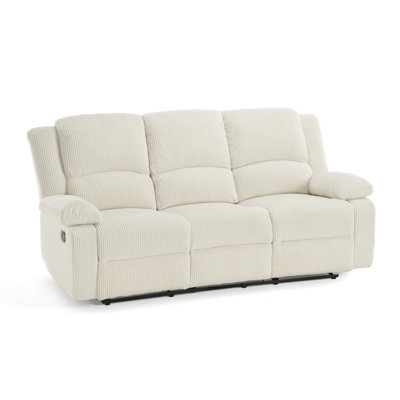 Corduroy Manual Reclining Sofa with Rounded Armrests