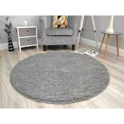 Round Abdiladif Solid Colour Shag 120cm X 120cm Area Rug
