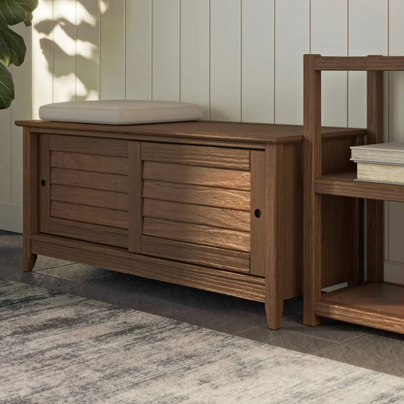 Greenport 48" Solid Wood Storage Bench, Brushed Walnut