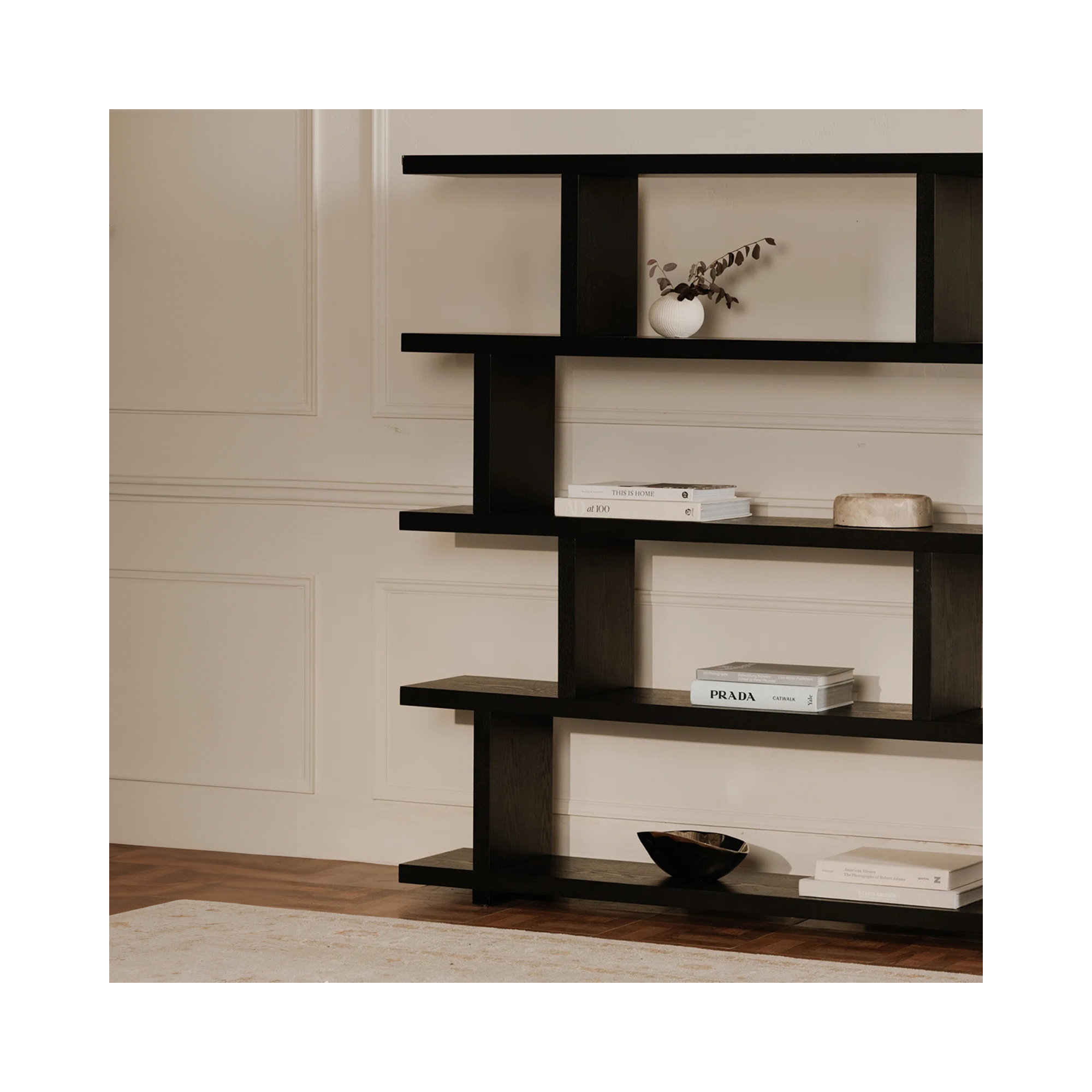 Annora Wide Bookcase, Black