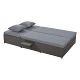 Outdoor Sunbed, Rattan Patio Reclining Chairs with Adjustable Backrest and Seat, Conversational Set