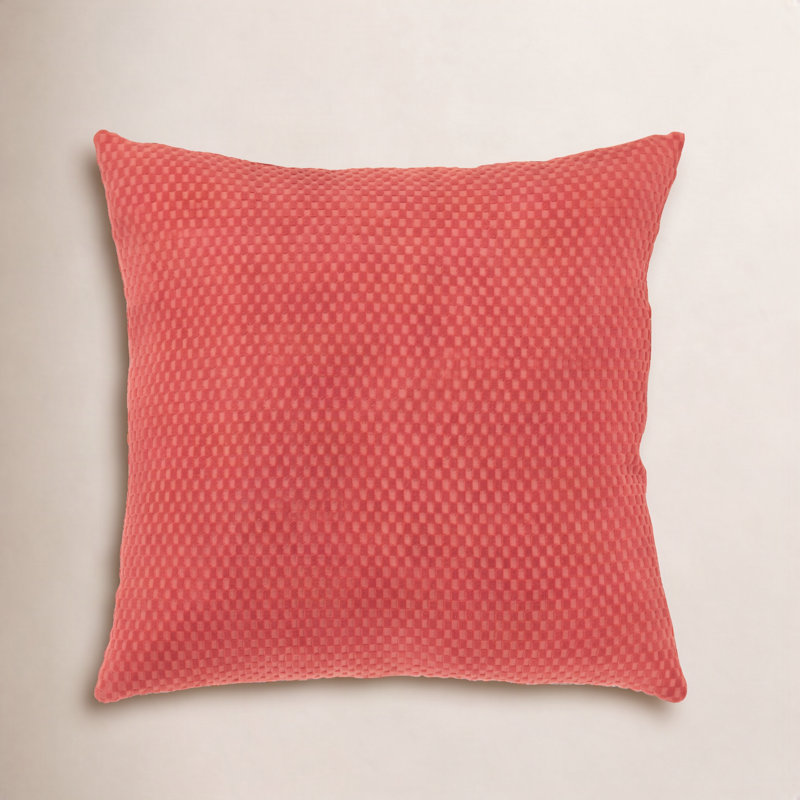 Zoya Textured Cotton Throw Pillow, Red